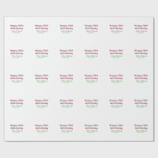 MARON GREEN PASTEL happy 10th anniversary wedding Presentpapper