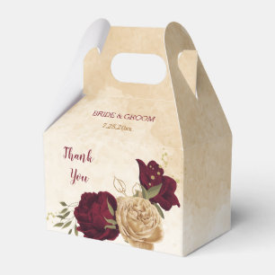 Maron grönt beige guld botaniska bröllop presentaskar