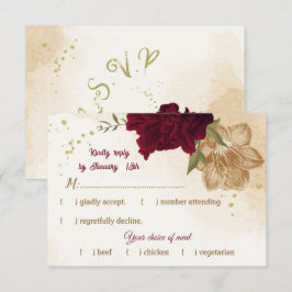 Maron grönt beige guld botaniskt OSA kort