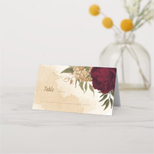 Maron grönt beige guld botaniskt placeringskort