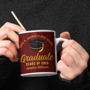 Maron Guld Student Personlig 2025 Studenten Kaffemugg