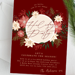 Maron Julfest Poinsettia Utandningspendör Inbjudningar