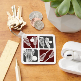 Maron Lacrosse Blocks of Sticks and Bollar Nyckelring