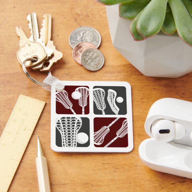 Maron Lacrosse Blocks of Sticks and Bollar Nyckelring (Skrivbord)