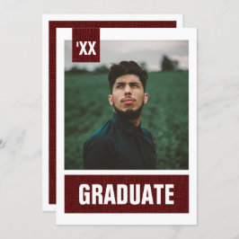 Maron Modern Texturerat foto Studenten Inbjudningar