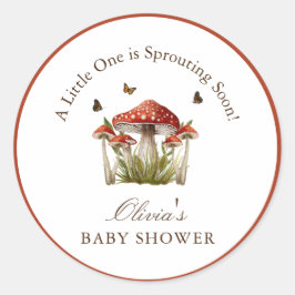 Maron Mushroom Butterfly Theme Baby Shower Mailer Runt Klistermärke