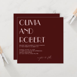 Maron och blek rosa Aestesisk bröllopsinbjudan Inbjudningar