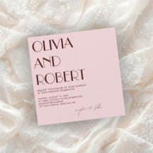 Maron och blek rosa Aestesisk bröllopsinbjudan