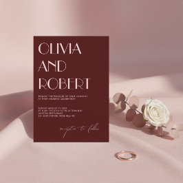 Maron och blek rosa Aestesisk bröllopsinbjudan Inbjudningar