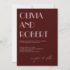Maron och blek rosa Aestesisk bröllopsinbjudan Inbjudningar