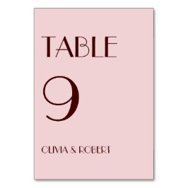 Maron och blekens rosa, modern enkel bröllop bordsnummer