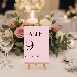 Maron och blekens rosa, modern enkel bröllop bordsnummer