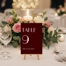 Maron och blekens rosa, modern enkel bröllop bordsnummer