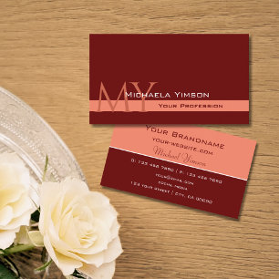 Maron och Coral med Monogram Professionell Enkel Visitkort