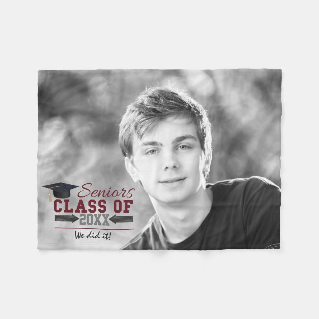 Maron och Grått Typography Studenten Blanket Fleecefilt (Framsidan (Horisontell))