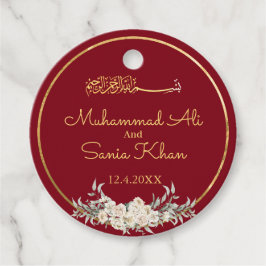 Maron och Guld Blommigt Islamiska muslimska Bröllo Gåvor Etiketter