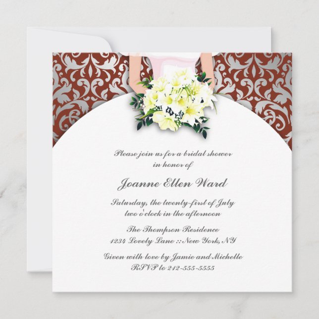 Maron och Gult Inbjudningskort för möhippan (Framsida)