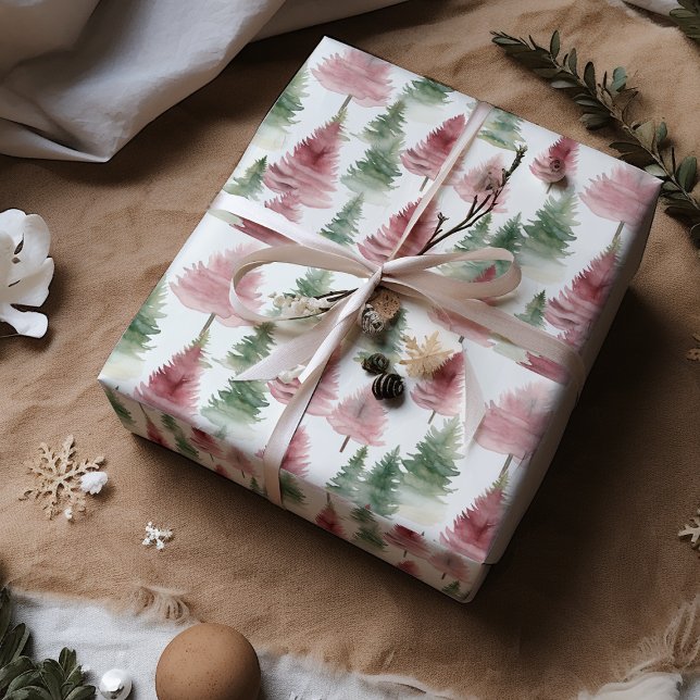 Maron och Mörk grönt Gräs Träd Presentpapper (Skapare uppladdad)