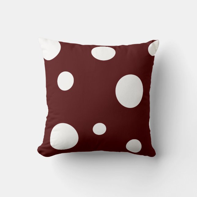 Maron och White Polka Dot Pillow Kudde (Framsida)