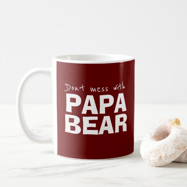 Maron Pappa Bear Minimalist Typography Mugg för Pa (Med munk)