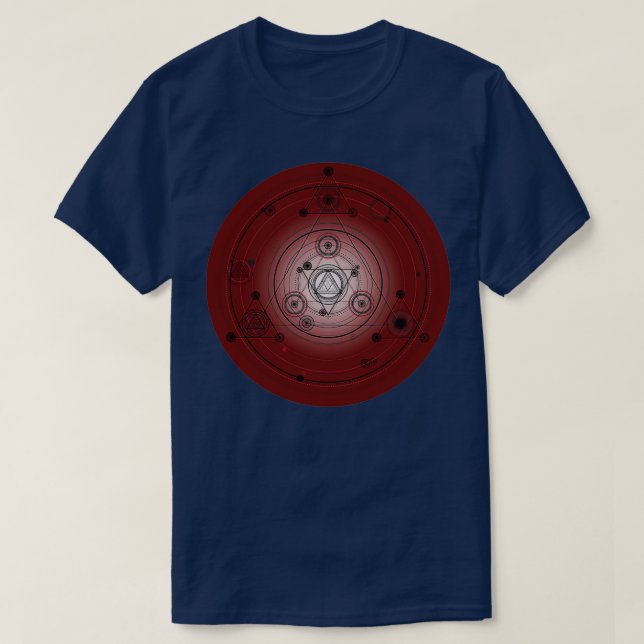 Maron Red mandala Cirkel med alkemi-symboler T Shirt (Design framsida)