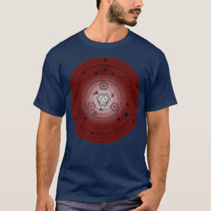 Maron Red mandala Cirkel med alkemi-symboler T Shirt