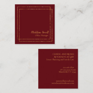 Maron Red och Guld, modern, minimal Fyrkantigt Visitkort