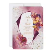 Maron Rosa Blommigt Modern Geometric Ram Bröllop