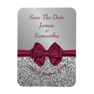 Maron Satin Bow & Silver - Spara datum Magnet