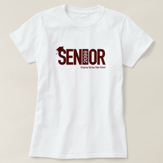Maron SENIOR med Studentmössa T Shirt (Design framsida)