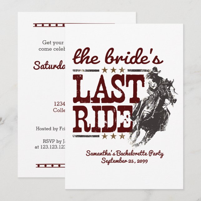 Maron the Bride's Last Ride Inbjudningar (Fram/baksida)