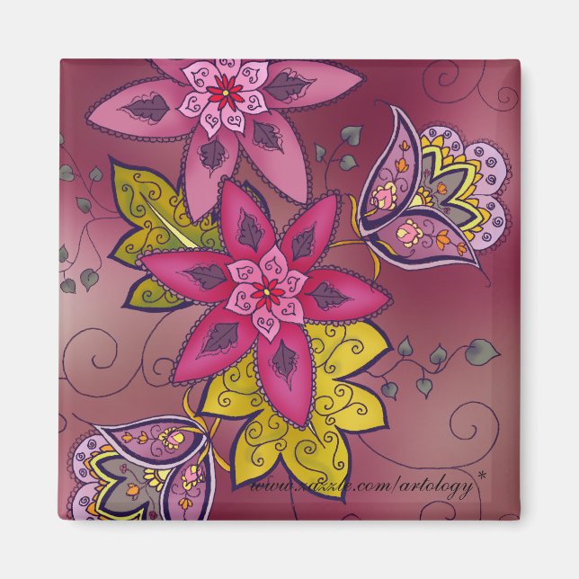 Maron Tulips Magnet (kvadrat) (Framsidan)