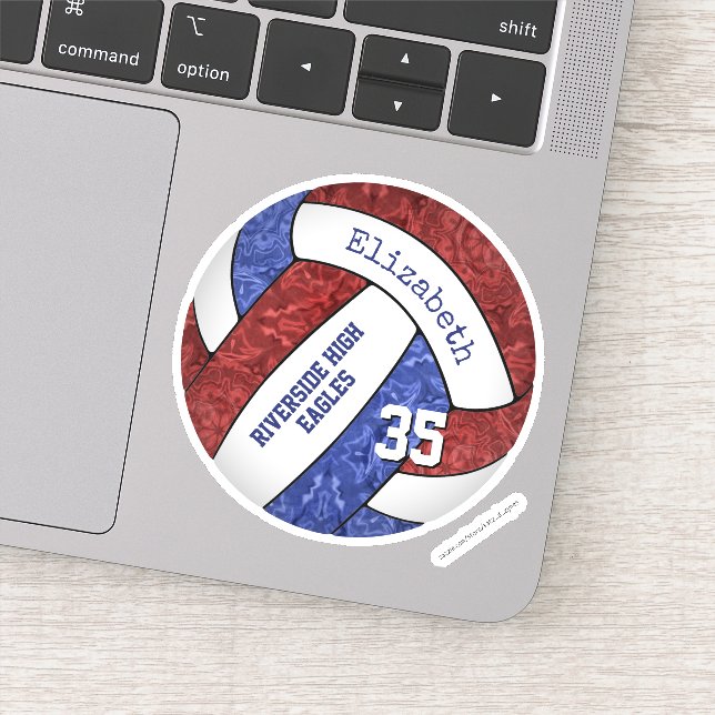 Maronblått volleyball-lag färg klistermärken (Detalj)