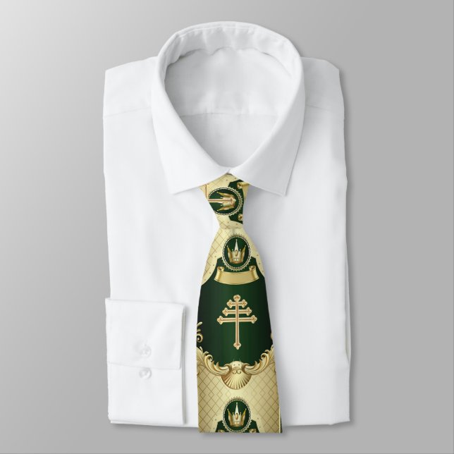 Maronitiska kyrkans kors och Libanonceder halsduk Slips (Bunden)