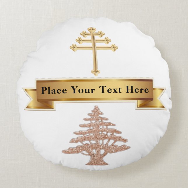 Maronitkyrkan Bröllop Personlig Ring-Bearer Rund Kudde (Framsidan)