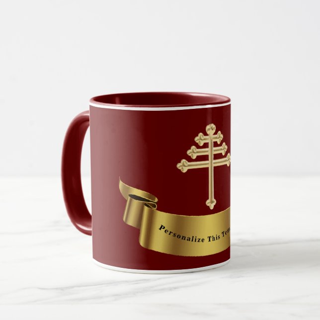 Maronitkyrkan Kors Personlig Present Kop Mugg (Framsida vänster)
