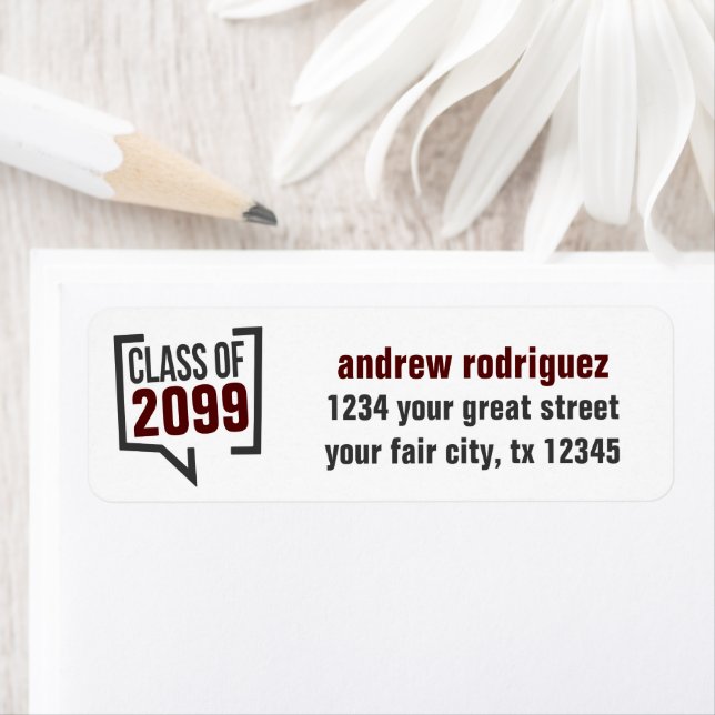 Maronklass År Tal-bubbeletikett Returadress Etikett (Insitu)