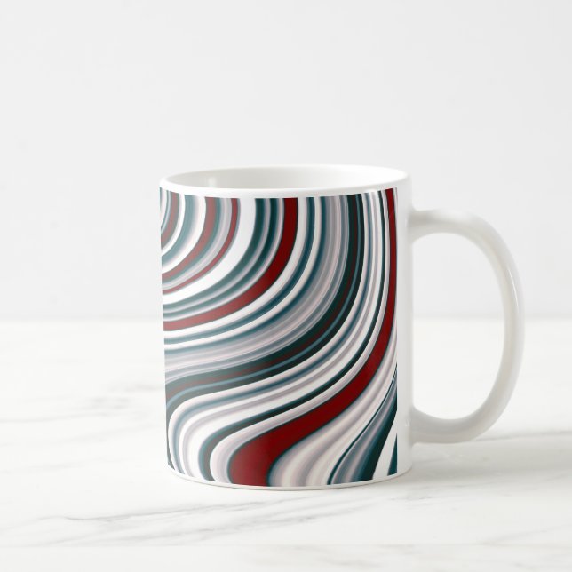 Maronröd och blåblå Abstrakt Curvy Shapes Kaffemugg (Höger)
