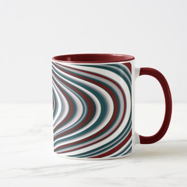 Maronröd och blåblå Abstrakt Curvy Shapes Mugg (Höger)