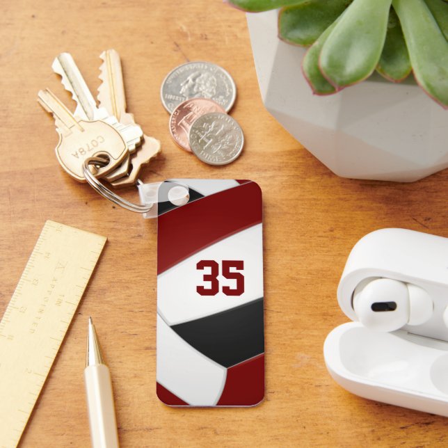 maronsvart volleyboll klubb färg idrottsman namn nyckelring (Skrivbord)