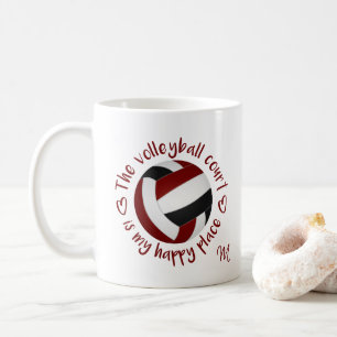 maronsvart volleybolldomstol min lycklig ställe kaffemugg