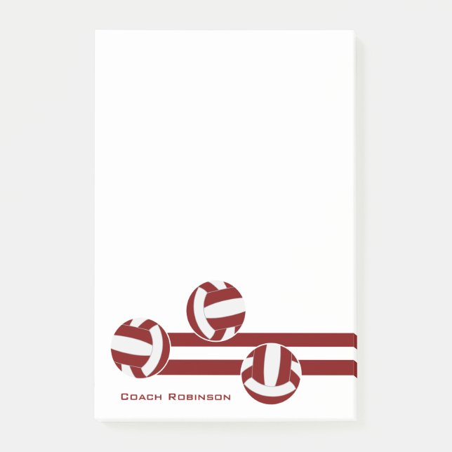 maronvit rand volleyball-buss namn post-it block (Framsida)