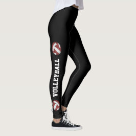 maronvita volleybollar med text upp ben leggings