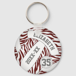 maronvita zebra ränder flickor volleyball nyckelring