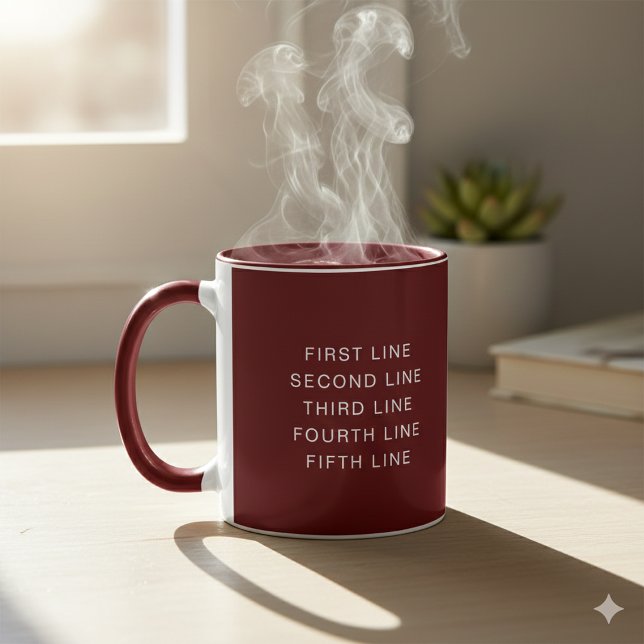 Maroon 11 oz Kombimugg med Personlig Text Mugg (Maroon 11 oz Combo Mug with Personalized Text)
