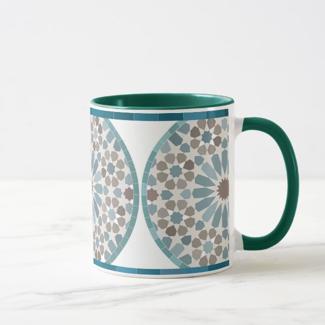 Maroon and Green Geometric Pattern Mug Mugg (Höger)