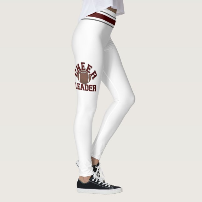 Maroon and White CheerLedare Personalize Leggings (Höger)