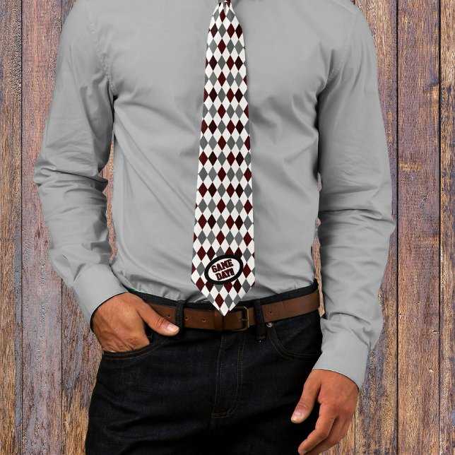 Maroon Argyle Mönster Game Day Neck Tie Slips (Skapare uppladdad)