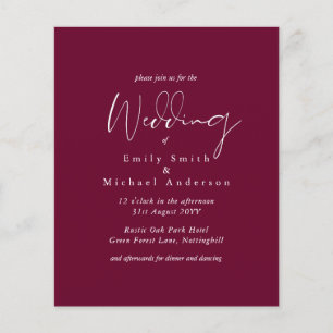 Maroon Bär Skript Typografi Budget Bröllop