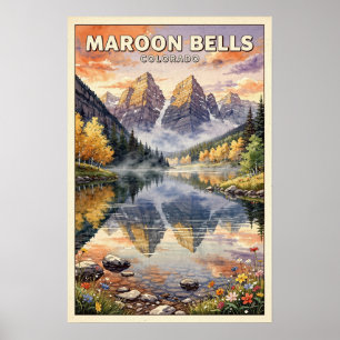 Maroon Bells Colorado Vintage Resa Poster